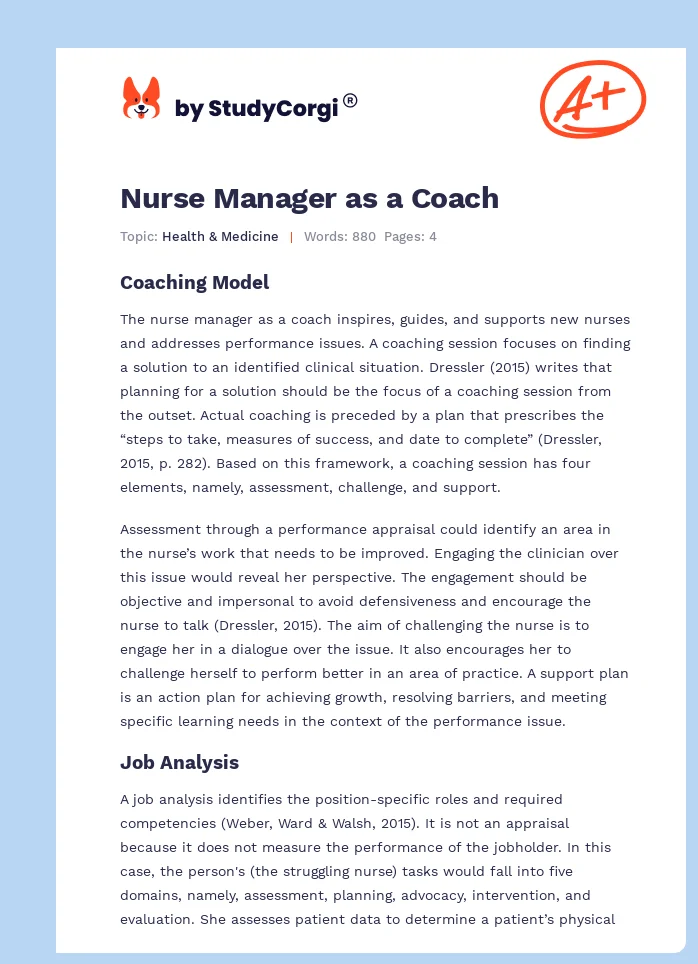 Nurse Manager as a Coach. Page 1