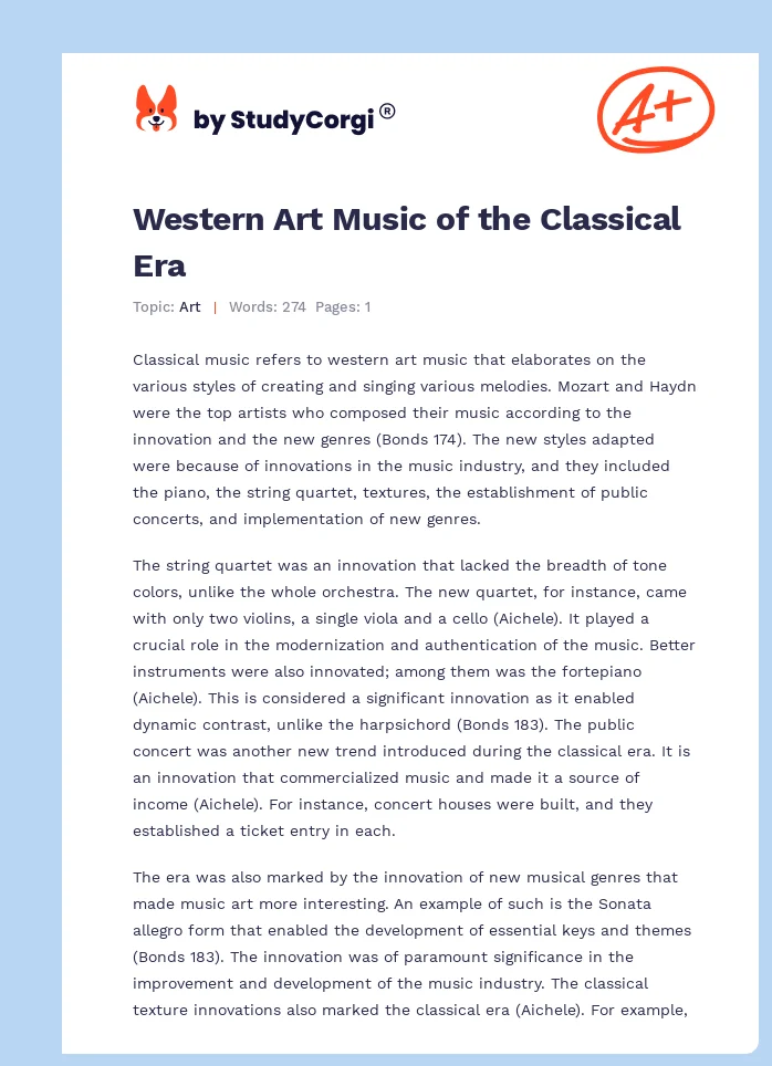 Western Art Music of the Classical Era. Page 1