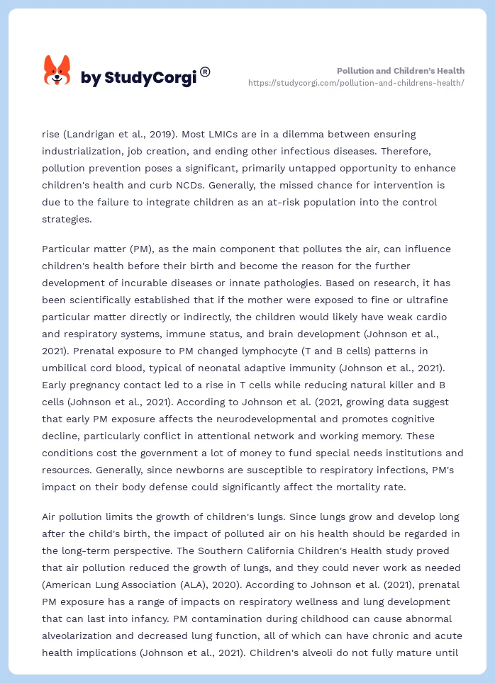 Pollution and Children’s Health. Page 2