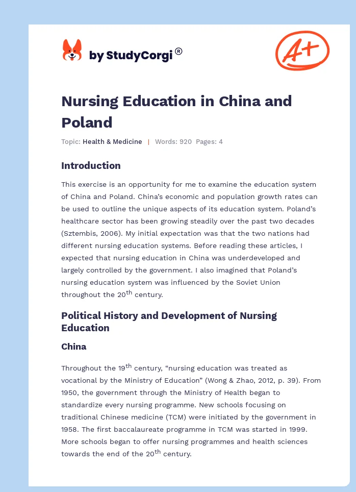 Nursing Education in China and Poland. Page 1