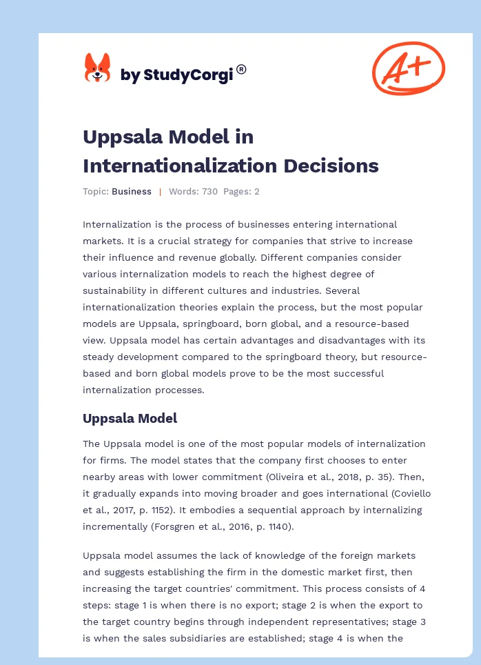 Uppsala Model in Internationalization Decisions. Page 1
