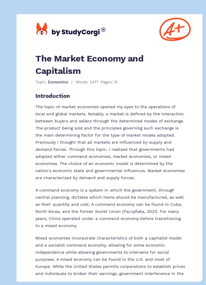 The Market Economy and Capitalism. Page 1