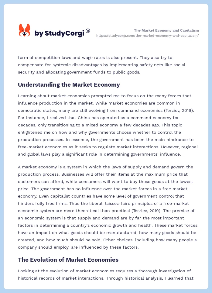 The Market Economy and Capitalism. Page 2