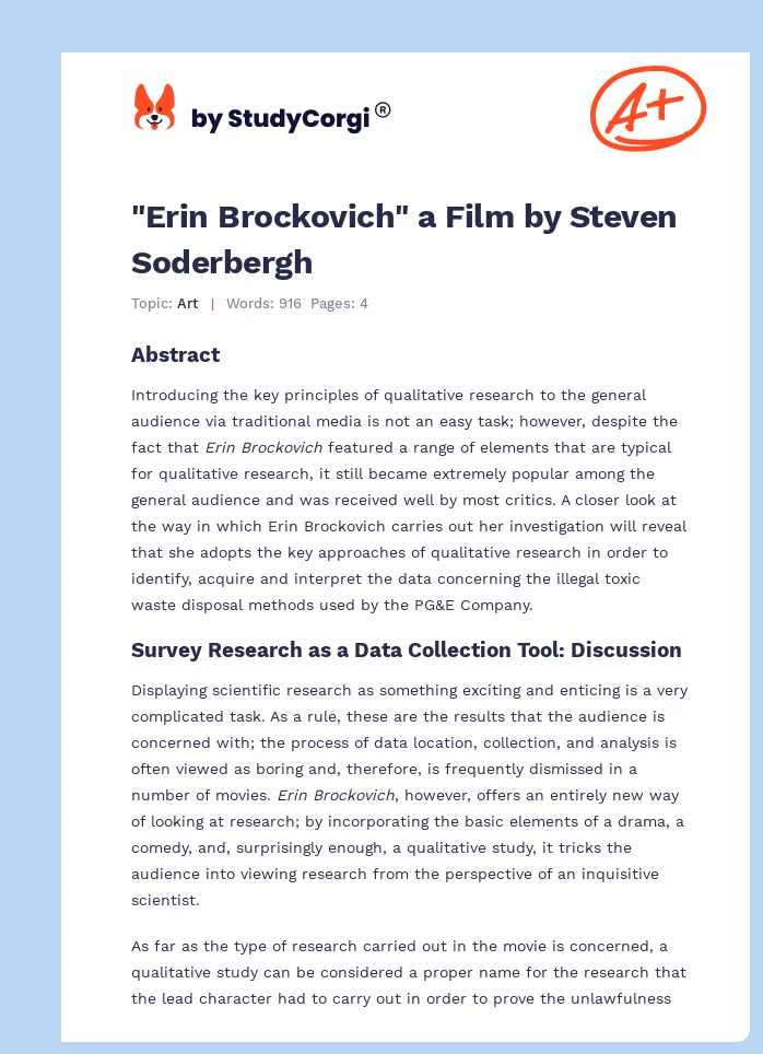 "Erin Brockovich" a Film by Steven Soderbergh. Page 1