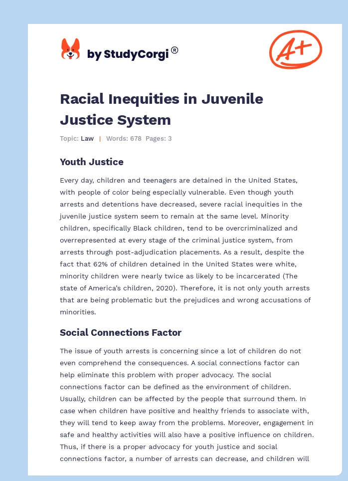 Racial Inequities in Juvenile Justice System. Page 1