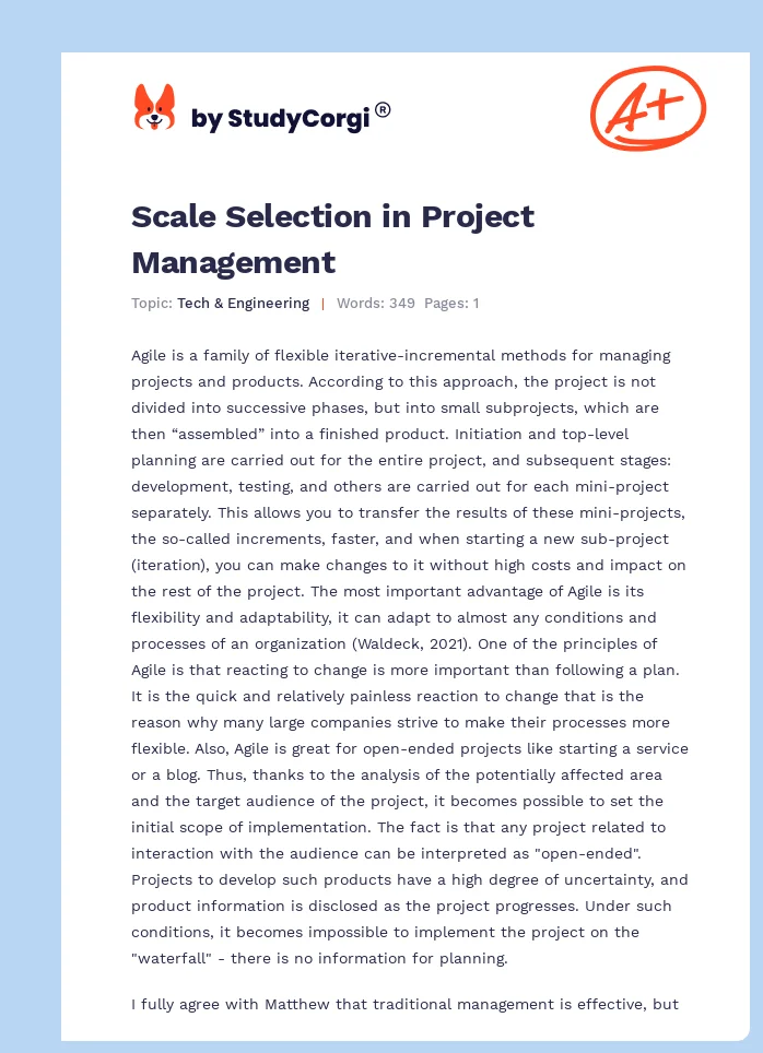 Scale Selection in Project Management. Page 1
