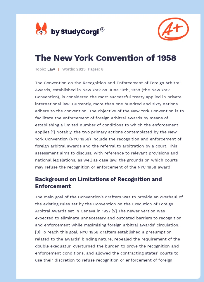 The New York Convention of 1958. Page 1