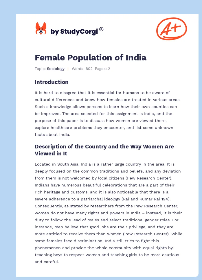 Female Population of India. Page 1