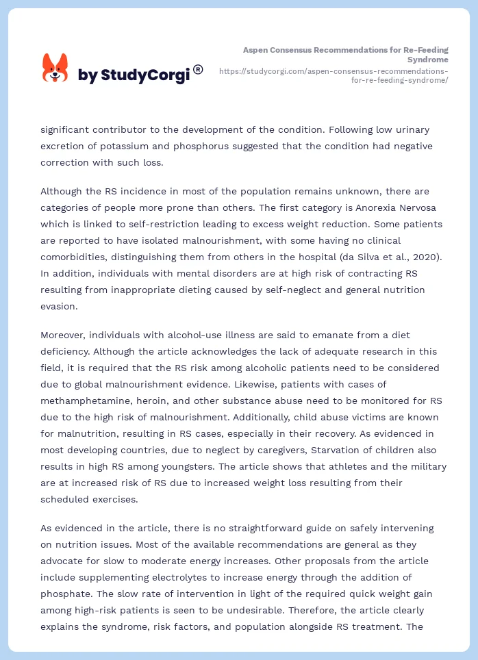 Aspen Consensus Recommendations for Re-Feeding Syndrome. Page 2