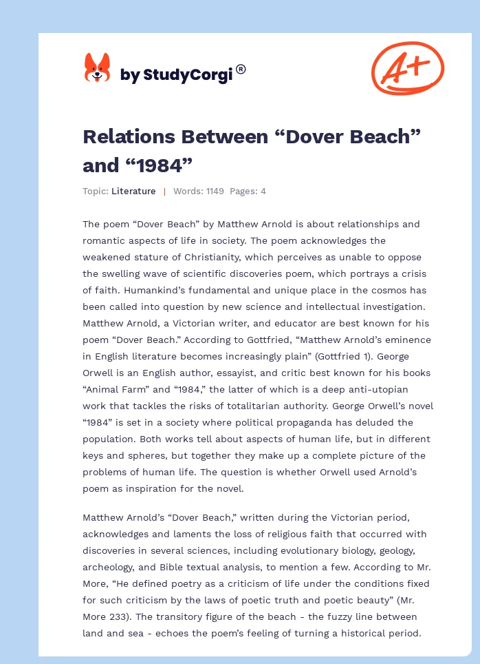 Relations Between “Dover Beach” and “1984”. Page 1