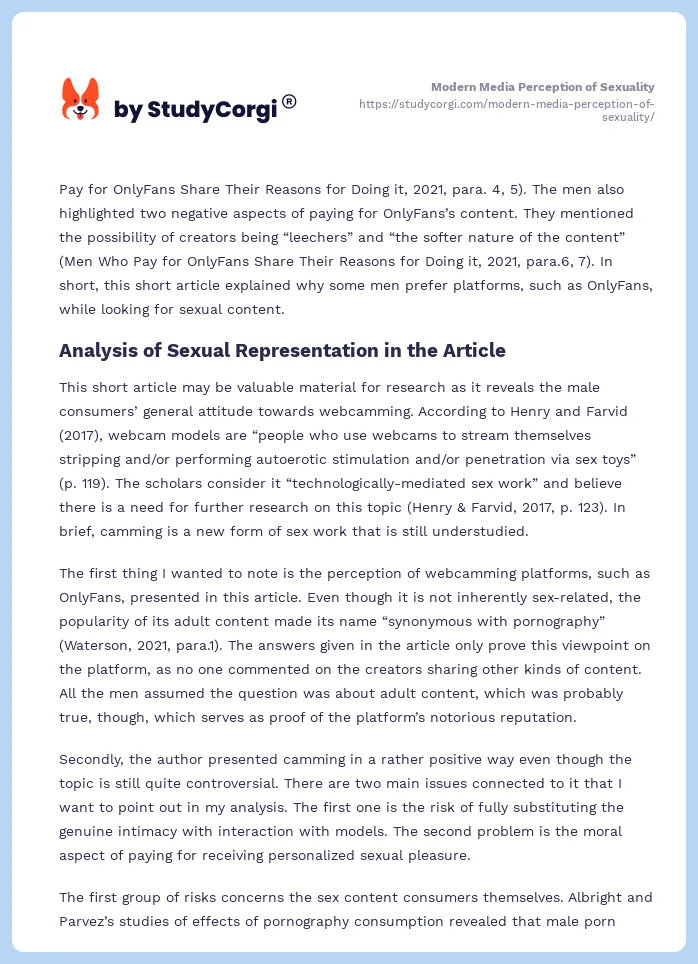 Modern Media Perception of Sexuality. Page 2