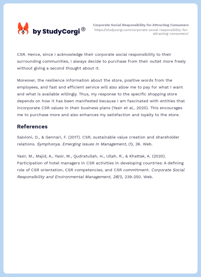 Corporate Social Responsibility for Attracting Consumers. Page 2