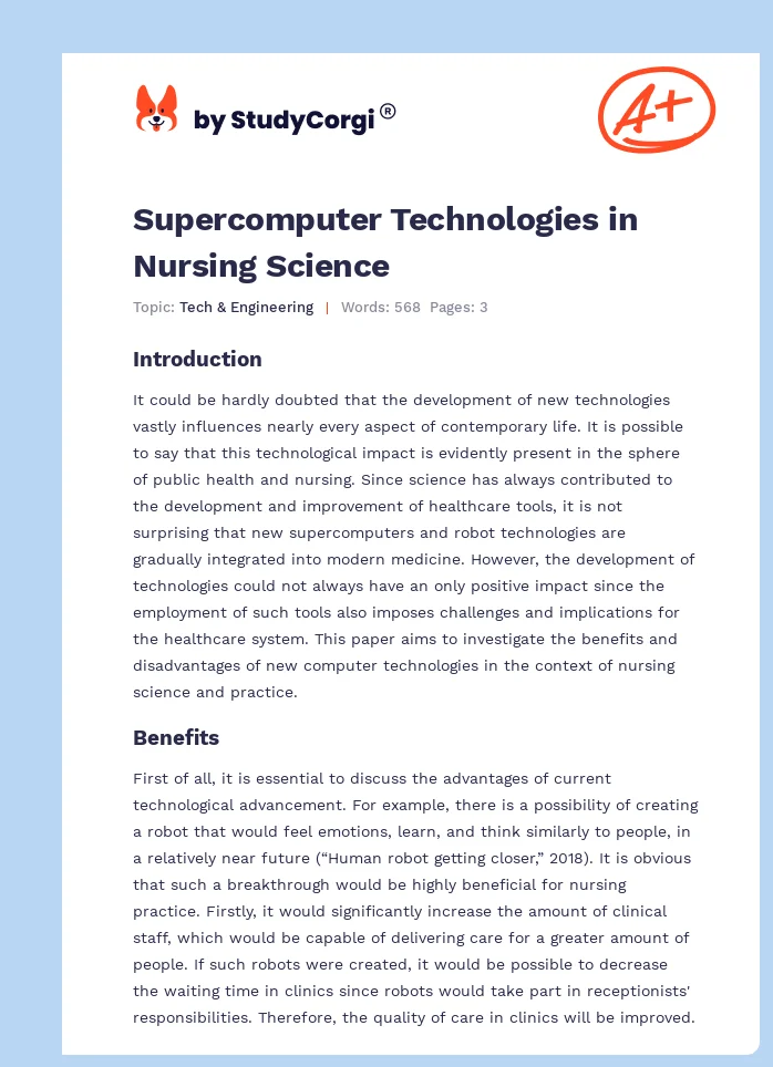 Supercomputer Technologies in Nursing Science. Page 1