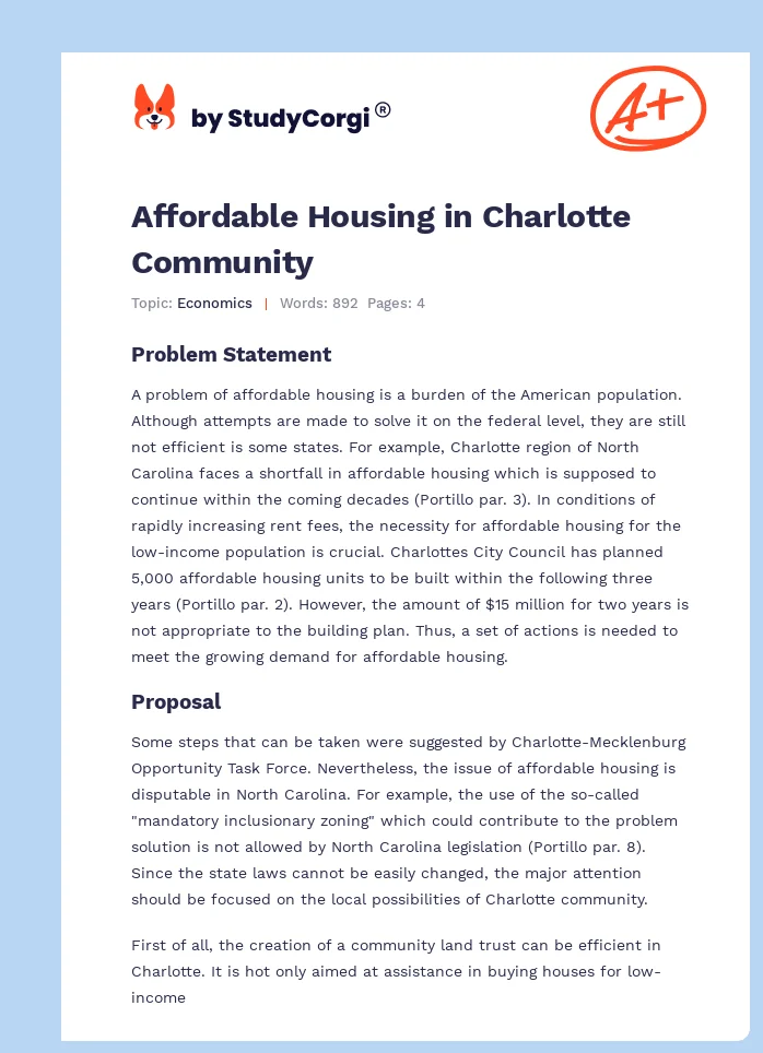 Affordable Housing in Charlotte Community. Page 1