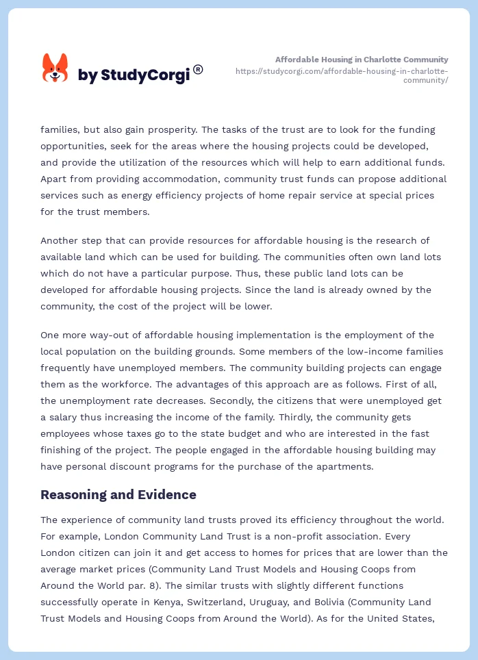 Affordable Housing in Charlotte Community. Page 2