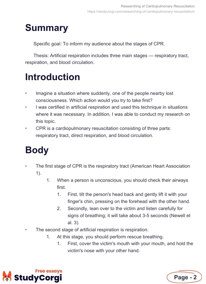 Researching of Cardiopulmonary Resuscitation. Page 2