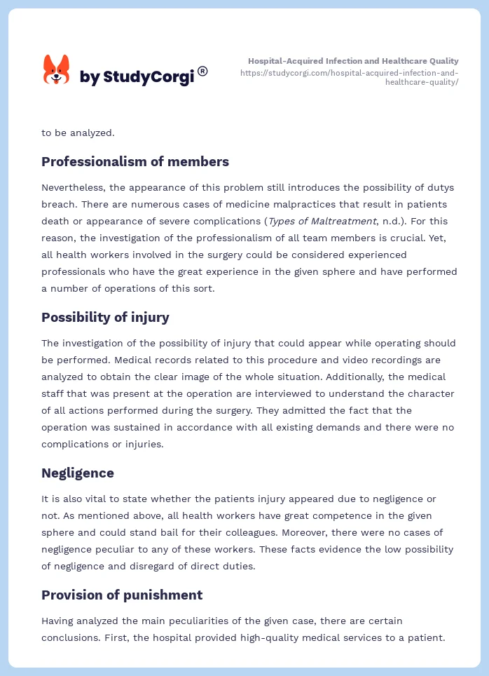 Hospital-Acquired Infection and Healthcare Quality. Page 2