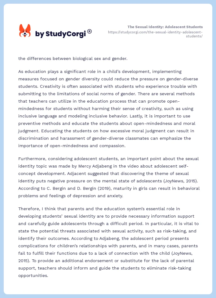 The Sexual Identity: Adolescent Students. Page 2