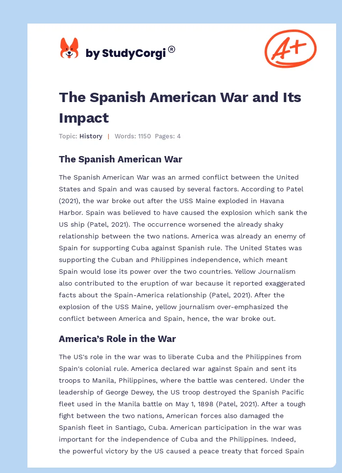 The Spanish American War and Its Impact. Page 1