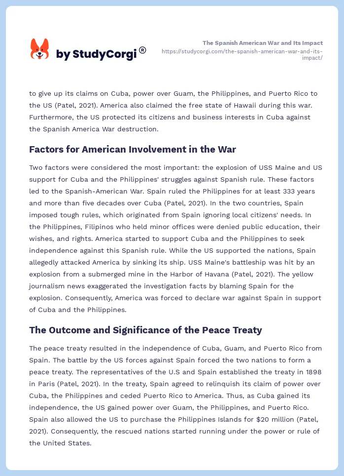 The Spanish American War and Its Impact. Page 2