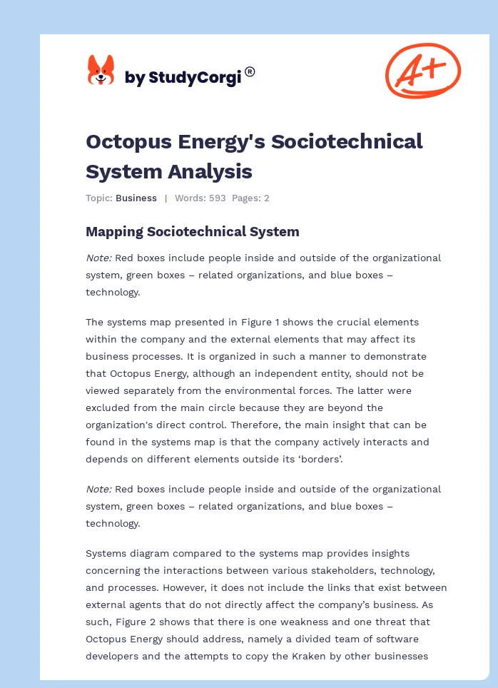 Octopus Energy's Sociotechnical System Analysis. Page 1