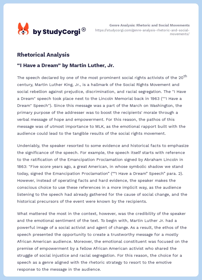 Genre Analysis: Rhetoric and Social Movements. Page 2