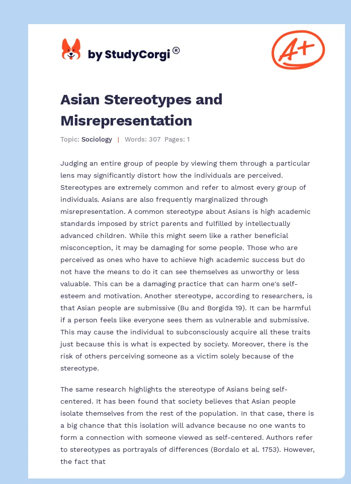 Asian Stereotypes and Misrepresentation. Page 1