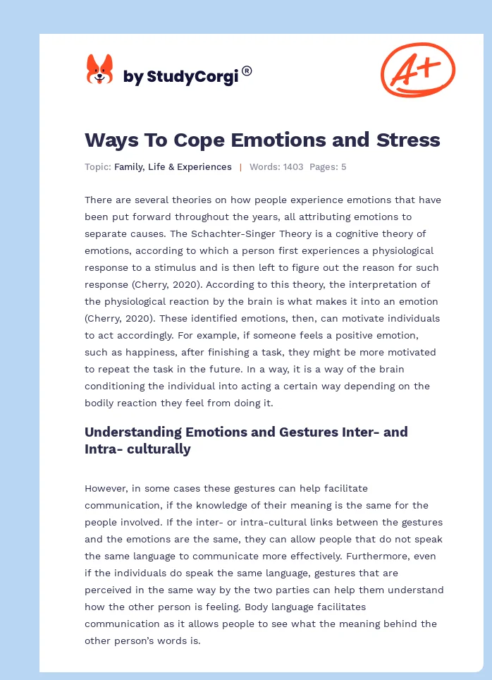 Ways To Cope Emotions and Stress. Page 1