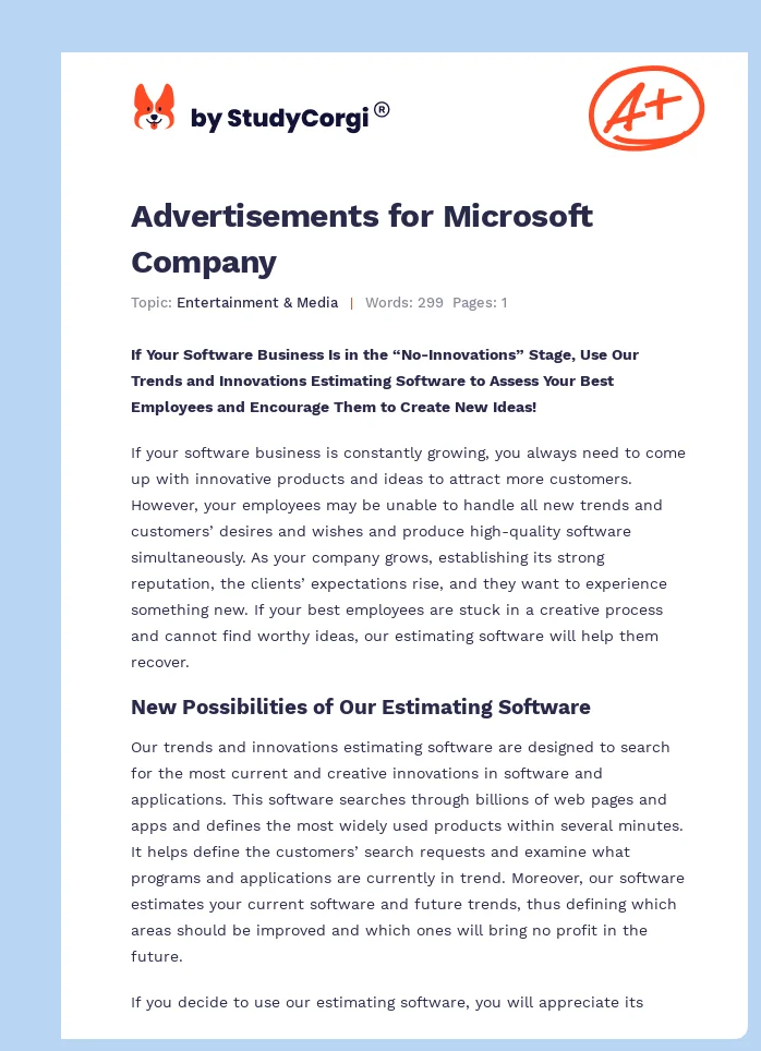 Advertisements for Microsoft Company. Page 1