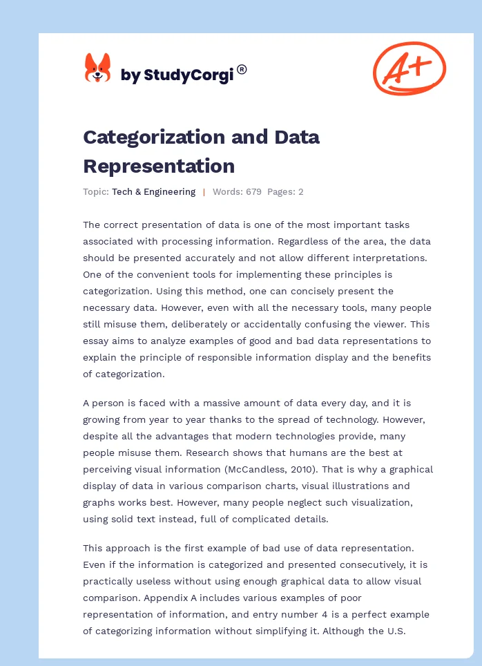 Categorization and Data Representation. Page 1