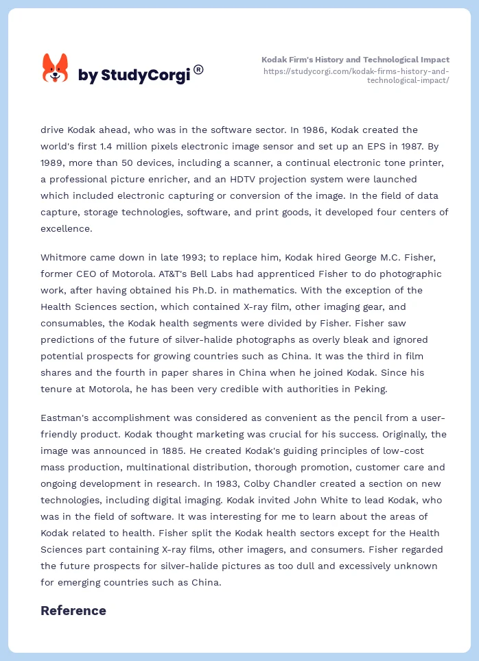 Kodak Firm's History and Technological Impact. Page 2