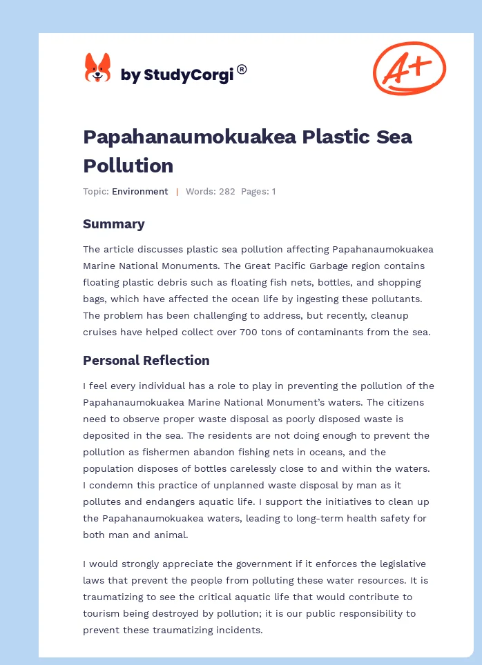 Papahanaumokuakea Plastic Sea Pollution. Page 1