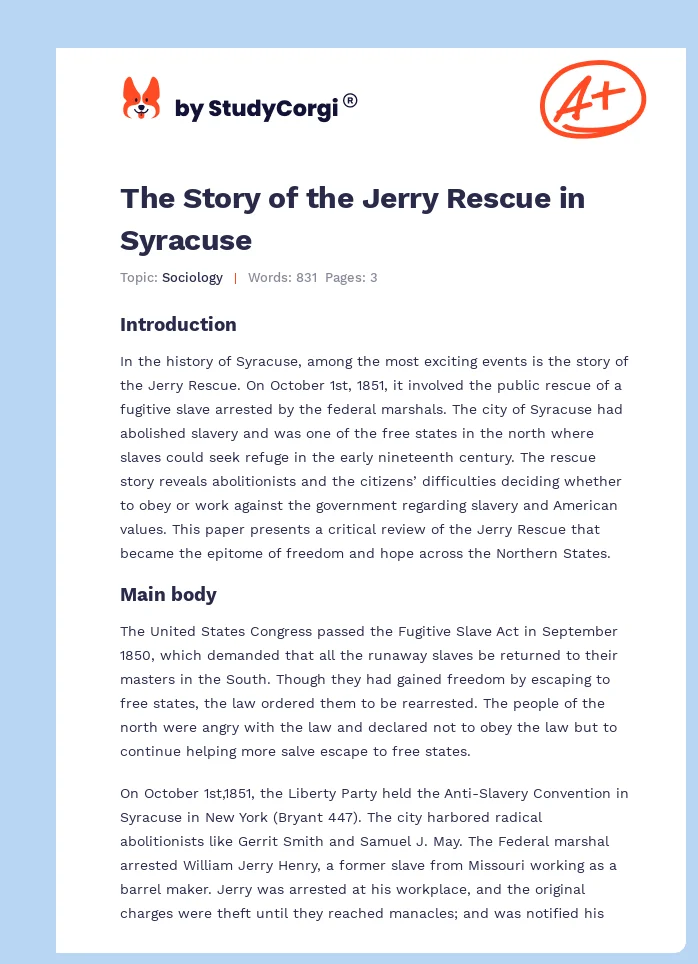 The Story of the Jerry Rescue in Syracuse. Page 1