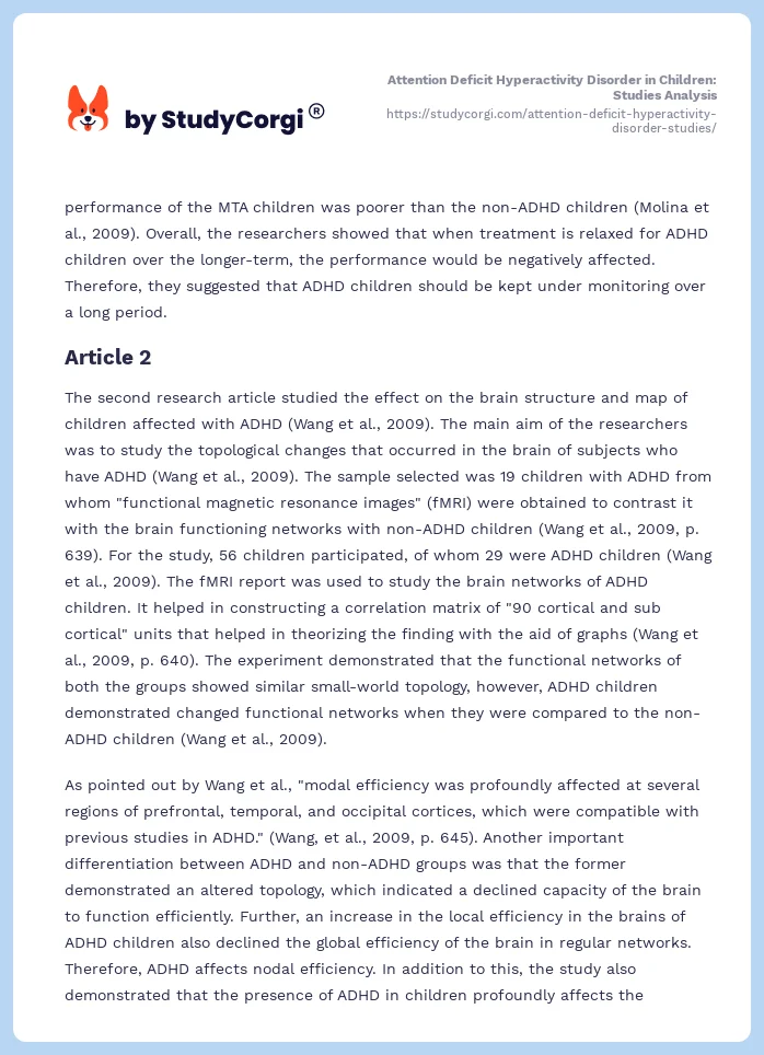 Attention Deficit Hyperactivity Disorder in Children: Studies Analysis. Page 2
