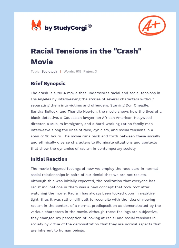 Racial Tensions in the "Crash" Movie. Page 1