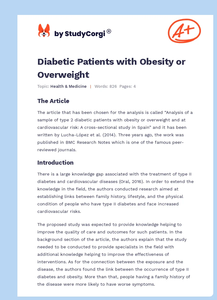 Diabetic Patients with Obesity or Overweight. Page 1