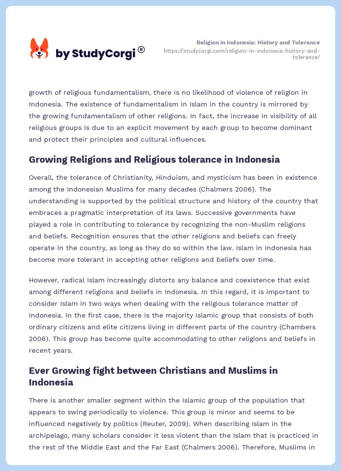 Religion in Indonesia: History and Tolerance. Page 2