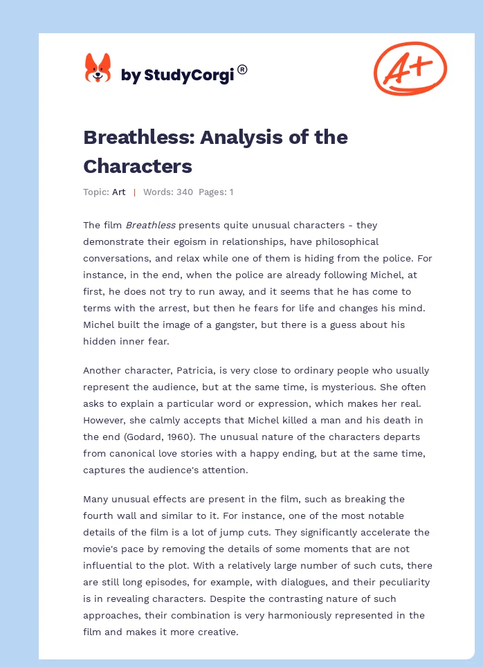 Breathless: Analysis of the Characters. Page 1