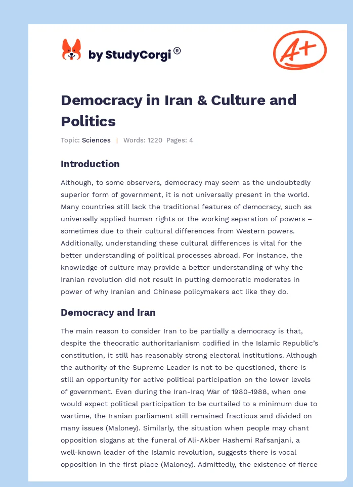 Democracy in Iran & Culture and Politics. Page 1