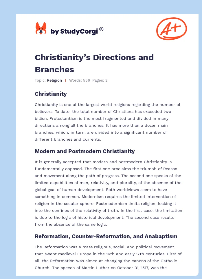 Christianity’s Directions and Branches. Page 1