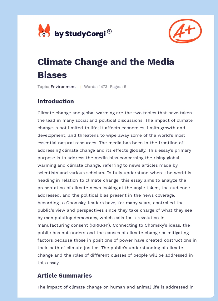 Climate Change and the Media Biases. Page 1