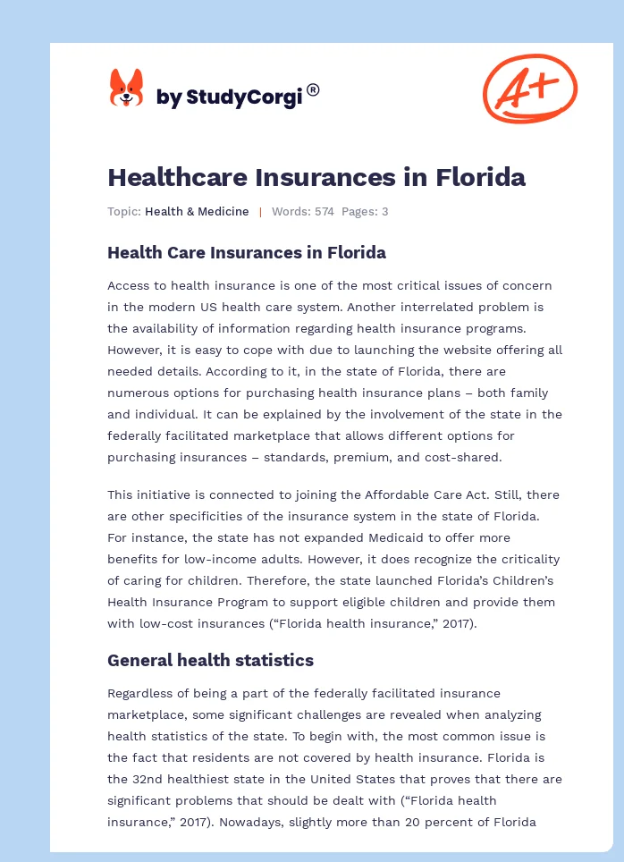 Healthcare Insurances in Florida. Page 1