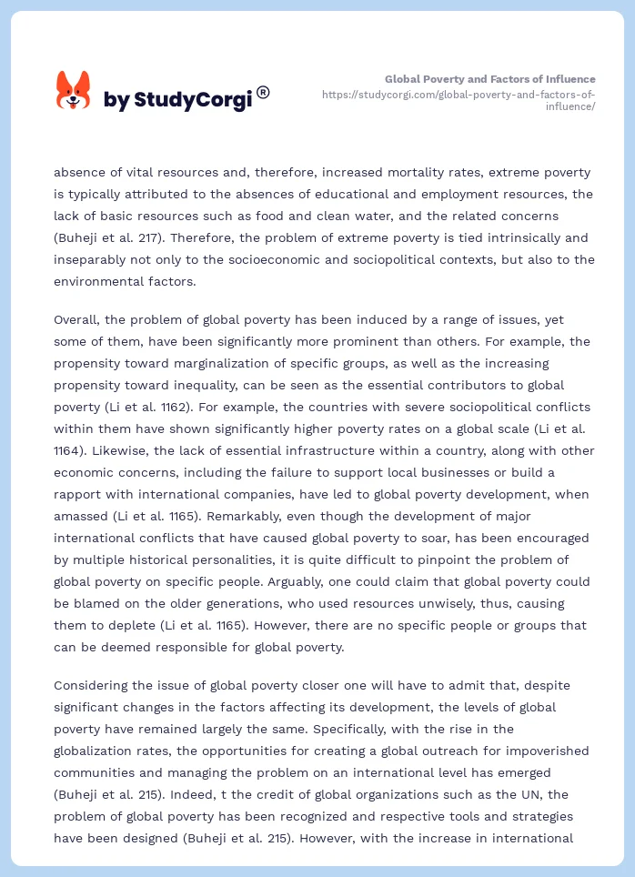 Global Poverty and Factors of Influence. Page 2
