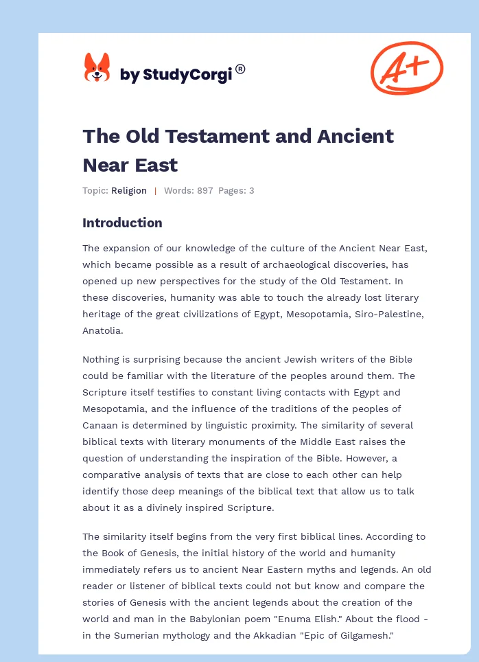 The Old Testament and Ancient Near East. Page 1