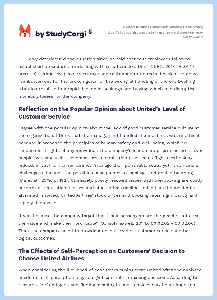 United Airlines Customer Service Case Study. Page 2