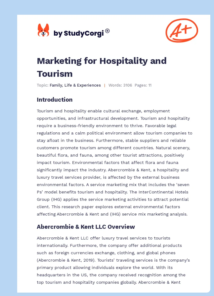 Marketing for Hospitality and Tourism. Page 1