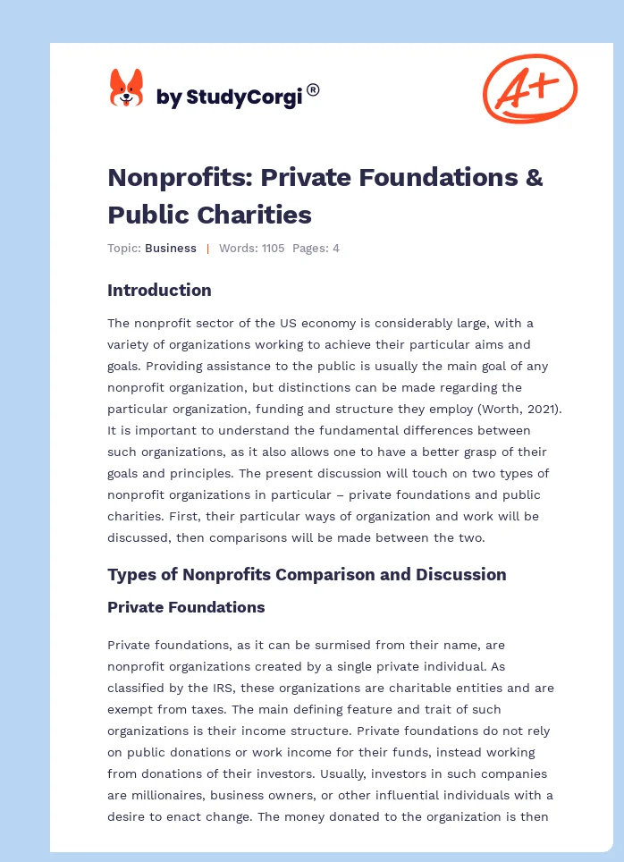 Nonprofits: Private Foundations & Public Charities. Page 1