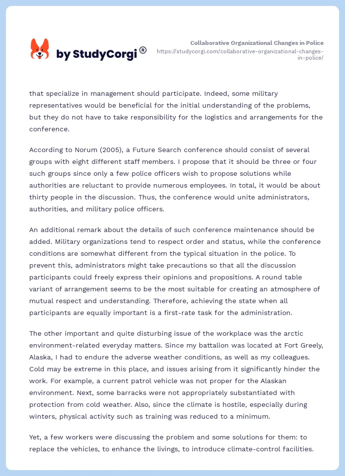 Collaborative Organizational Changes in Police. Page 2