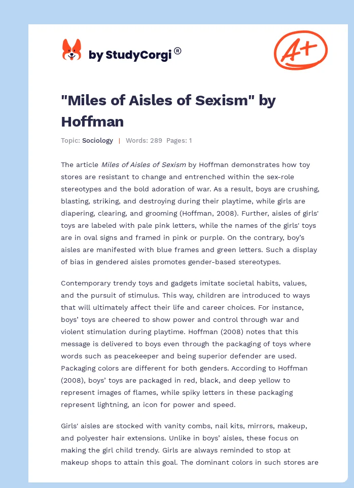 "Miles of Aisles of Sexism" by Hoffman. Page 1