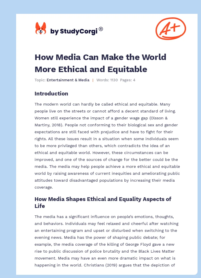 How Media Can Make the World More Ethical and Equitable. Page 1